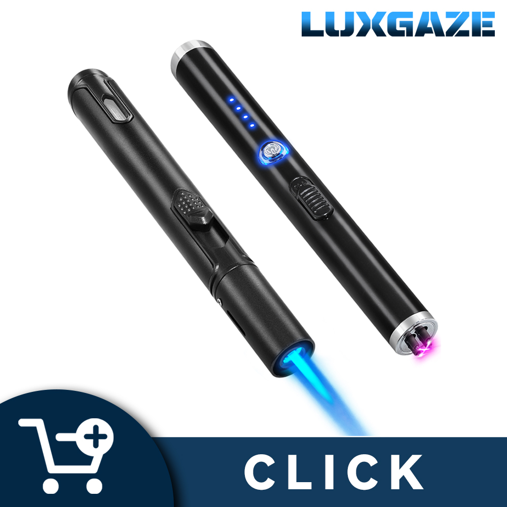 Luxgaze 2 Pack Torch Lighter Electric Lighter (Black Torch + Black Arc)