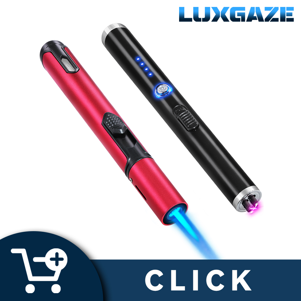 Luxgaze 2 Pack Torch Lighter Electric Lighter (Red Torch + Black Arc)